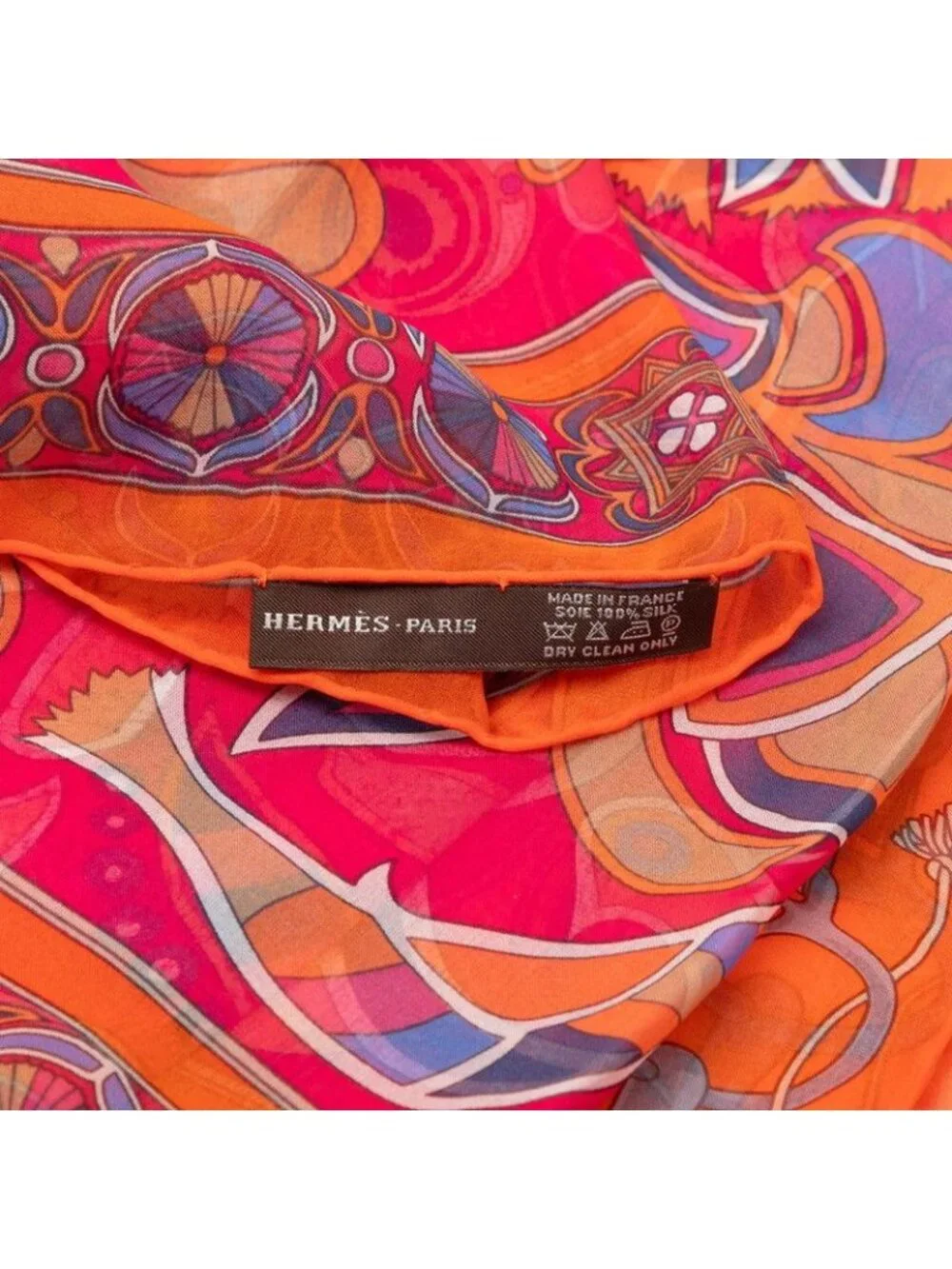 Hermes Long Shawl Large Red Multicolor Silk Scarf
